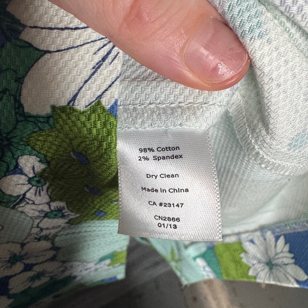 Talbots Petites 6P Sleeveless Floral Sheath Dress Retro Mod Green - Picture 3 of 6